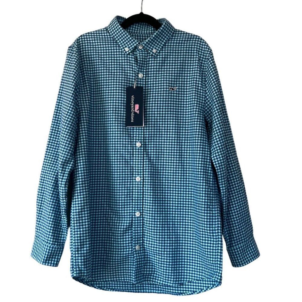 NWT! Vineyard Vines Checkered Tradewinds Flannel Button Down Size M